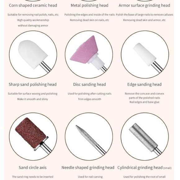 Cordless Nail Drill Pen Machine Nail Cuticle Portable 13 in 1 Kit(1 set) - Picture 2 of 16